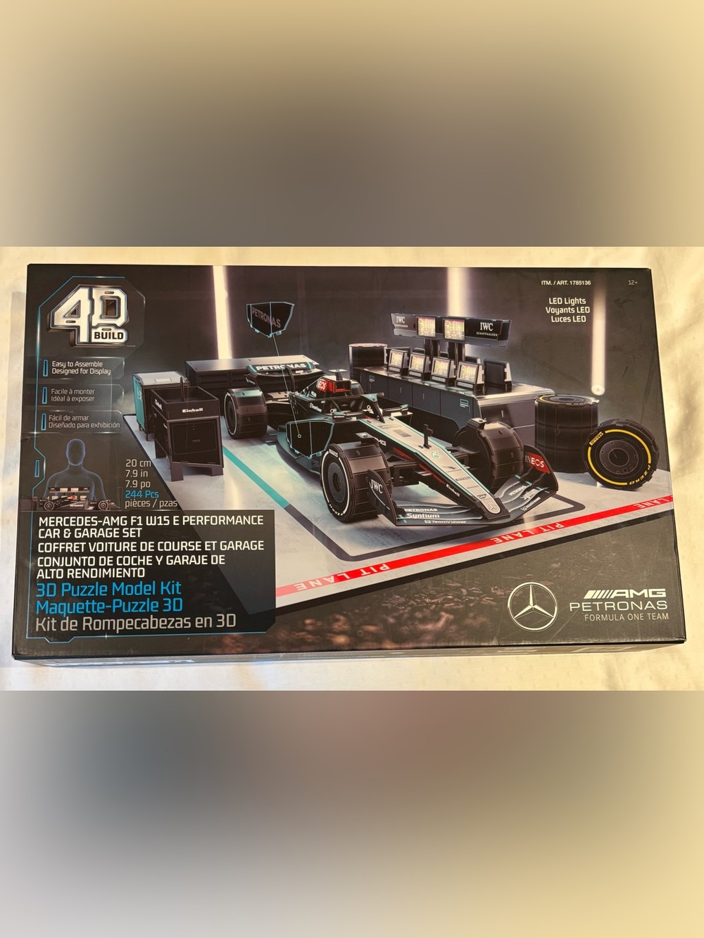 4D Build MERCEDES AMG PETRONAS FORMULA ONE 3D Puzzle Kit LED Lights NEW